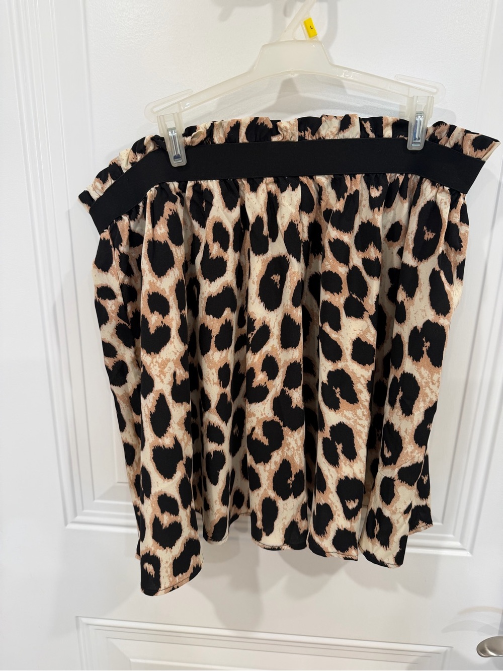 Women’s Leopard Print Elastic Waist Skirt - Black & Tan - 1XL